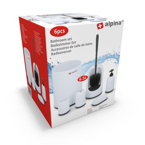 Alpina - zestaw łazienkowy 6 elementów (biały)