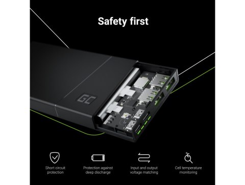 Green Cell PowerPlay10S - Power bank 10000mAh z szybkim ładowaniem 2x USB Ultra Charge oraz 2x USB-C PD 18W