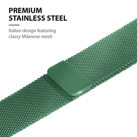 Crong Milano Steel - Pasek ze stali nierdzewnej do Apple Watch 38/40/41 mm (zielony)