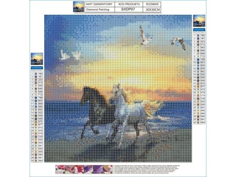 Haft Diamentowy, Obraz, Mozaika Diamentowa Diamond Painting, GALOPEM PO PLAŻY 30x30cm