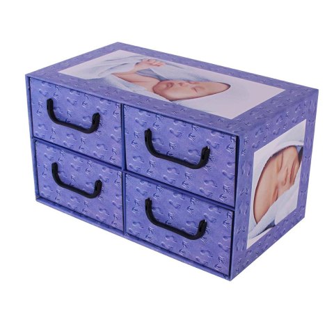 Pudełko kartonowe 4 szuflady poziome ŚPIĄCE DZIECI BŁĘKIT