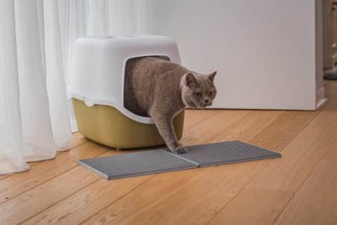 Mata 30x30cm przed kuwetę JASNO-SZARA FIBOO