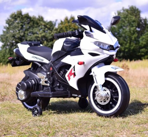 MOTOR ŚCIGACZ POWER 2 SILNIKI, ŚWIECĄCE KOŁA, MIĘKKIE SIEDZENIE - PIERWSZY MOTOREK DLA DZIECKA