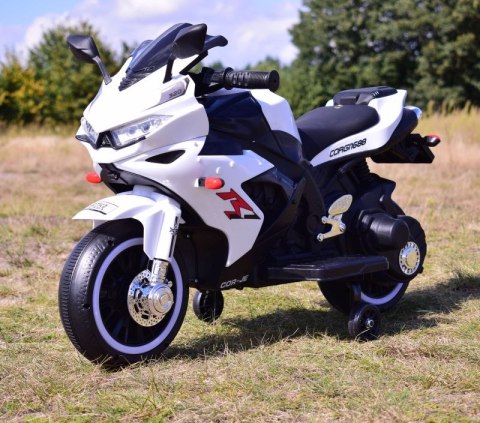 MOTOR ŚCIGACZ POWER 2 SILNIKI, ŚWIECĄCE KOŁA, MIĘKKIE SIEDZENIE - PIERWSZY MOTOREK DLA DZIECKA