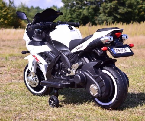 MOTOR ŚCIGACZ POWER 2 SILNIKI, ŚWIECĄCE KOŁA, MIĘKKIE SIEDZENIE - PIERWSZY MOTOREK DLA DZIECKA