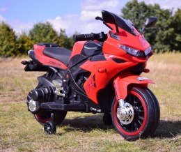 MOTOR ŚCIGACZ POWER 2 SILNIKI, ŚWIECĄCE KOŁA, MIĘKKIE SIEDZENIE - PIERWSZY MOTOREK DLA DZIECKA