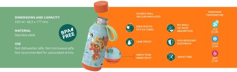 Quokka Solid Kids with strap - Butelka termiczna ze stali nierdzewnej 330 ml z paskiem (Jungle)