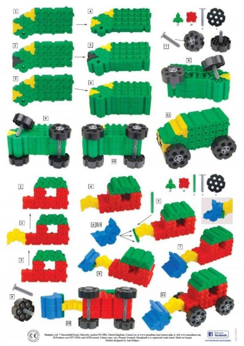 Morphun 12 Pojazdów 150 el. - Klocki konstrukcyjne
