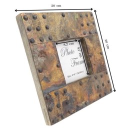 Drewniana ramka na zdjęcia pokryta blachą - A-1106, format zdjęcia 10x10cm