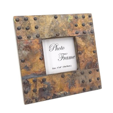 Drewniana ramka na zdjęcia pokryta blachą - A-1106, format zdjęcia 10x10cm