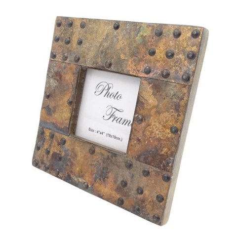 Drewniana ramka na zdjęcia pokryta blachą - A-1106, format zdjęcia 10x10cm