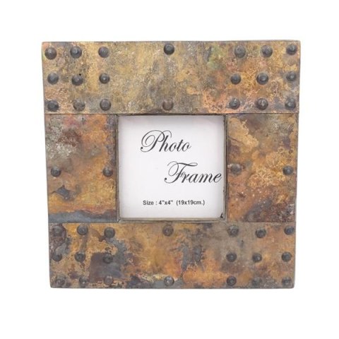 Drewniana ramka na zdjęcia pokryta blachą - A-1106, format zdjęcia 10x10cm