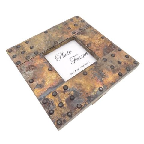 Drewniana ramka na zdjęcia pokryta blachą - A-1106, format zdjęcia 10x10cm