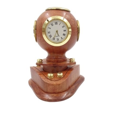 Mały dekoracyjny hełm nurka retro z zegarem NC1220