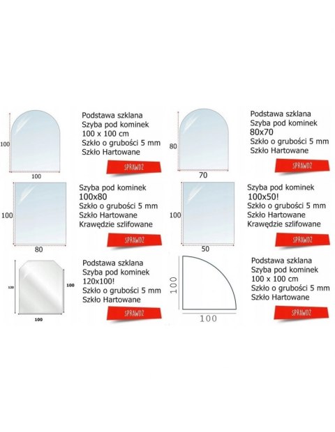Podstawa szklana hartowana - szyba pod Piec lub Kominek 80x70 cm CZARNA