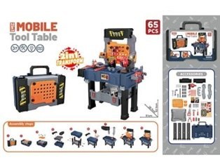 Warsztat zestaw majsterkowicza stolik + narzędzia 65el.