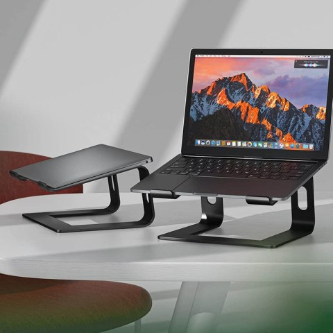 Crong AluBench - Ergonomiczna podstawka pod laptopa z aluminium (czarny)