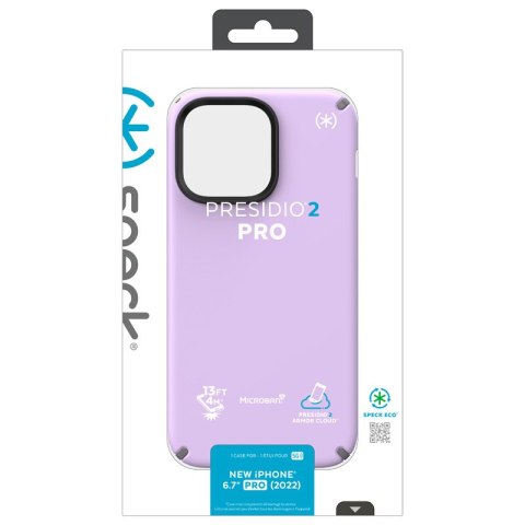 Speck Presidio2 Pro - Etui iPhone 14 Pro Max z powłoką MICROBAN (Spring Purple / Cloudygrey / White)