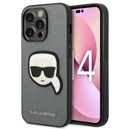Karl Lagerfeld Saffiano Karl Head Patch Case - Etui iPhone 14 Pro (srebrny)