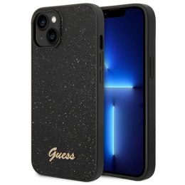 Guess Glitter Flakes Metal Logo Case - Etui iPhone 14 Plus (czarny)