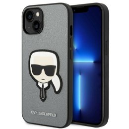 Karl Lagerfeld Saffiano Karl Head Patch Case - Etui iPhone 14 Plus (srebrny)