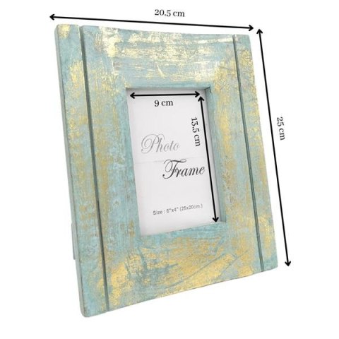 Drewniana ramka na zdjęcia "złoto i mięta" 30898 - format 15x10cm