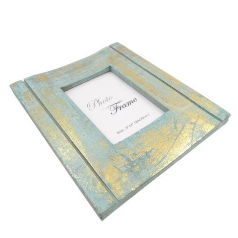Drewniana ramka na zdjęcia "złoto i mięta" 30898 - format 15x10cm