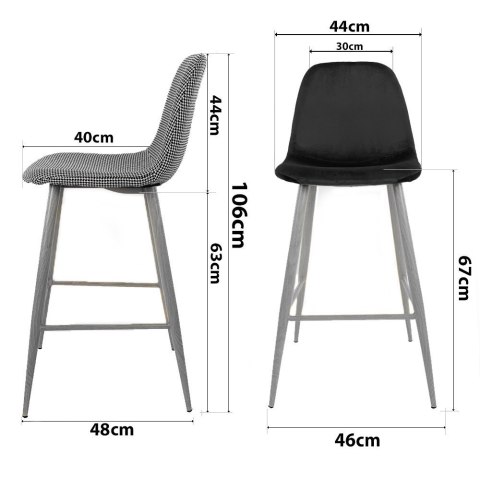 Krzesło barowe hoker AVOLA GREY VELVET