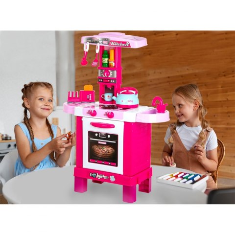 Kuchnia dla dzieci 32 elementy różowa 64x29x87cm