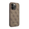 Guess 4G Metal Gold Logo - Etui iPhone 14 Pro (brązowy)