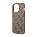Guess 4G Metal Gold Logo - Etui iPhone 14 Pro (brązowy)