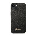 Guess Glitter Flakes Metal Logo Case - Etui iPhone 14 (czarny)