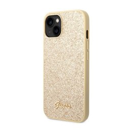 Guess Glitter Flakes Metal Logo Case - Etui iPhone 14 (złoty)