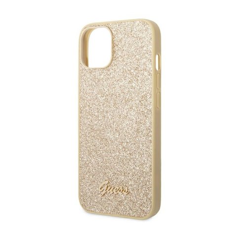 Guess Glitter Flakes Metal Logo Case - Etui iPhone 14 (złoty)