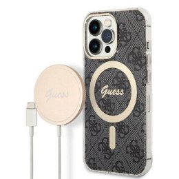 Guess Bundle Pack MagSafe 4G - Zestaw etui + ładowarka MagSafe iPhone 13 Pro (czarny/złoty)