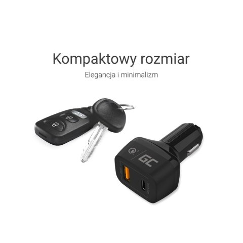 Green Cell - Ładowarka samochodowa USB-C Power Delivery + USB Quick Charge 3.0
