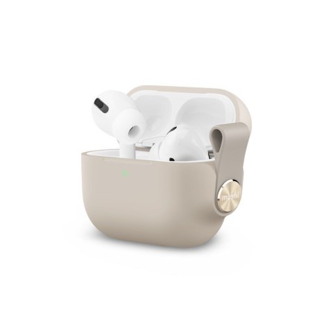 Moshi Pebbo - Etui AirPods Pro z odpinanym paskiem na rękę (Savanna Beige)