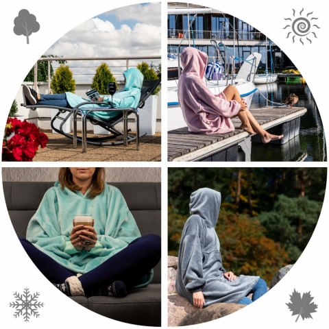 Bluzair Bluza Koc z Kapturem XXL Ciepła Hoodie 4w1