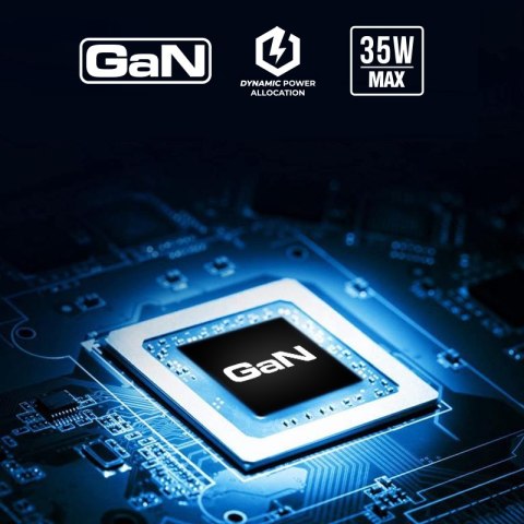 Crong Utra Compact GaN - Ładowarka sieciowa 35W PD 3.0 2x USB-C (czarny)