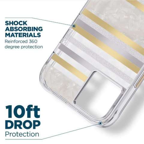 Case-Mate Pearl Stripes MagSafe - Etui iPhone 14 zdobione masą perłową (Pearl Stripes)