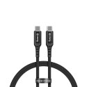 Crong Armor Link - Kabel 100W 5A USB-C do USB-C w oplocie 120cm (czarny)