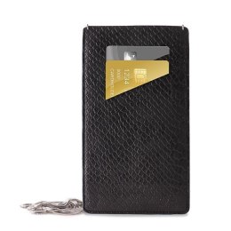 PURO GLAM Chain - Etui uniwersalne do smartfonów z 2 kieszeniami na karty w/sliver chain XL (czarny)