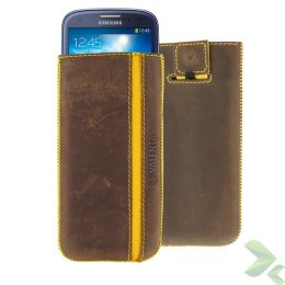 Valenta Pocket Stripe Vintage - Skórzane etui wsuwka Samsung Galaxy S4/S III, HTC One i inne (brązowy)