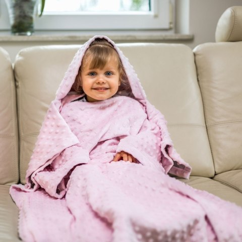 Kocyk zimowy Różowy minky gruby koc z rękawkami