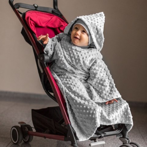 Kocyk zimowy Szary minky gruby koc z rękawkami