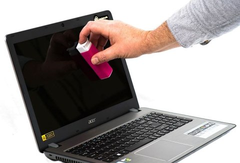 Splash Pure - Antybakteryjny spray z mikrofibrą do czyszczenia ekranu, 20 ml (różowy)