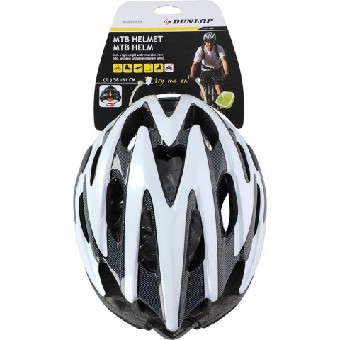 Dunlop - Kask rowerowy MTB r. L (Biało-czarny)