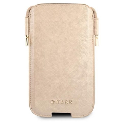 Guess Saffiano Pouch - Torebka na telefon S/M max 6.1" (złoty)