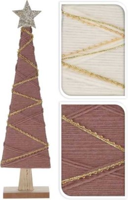 Choinka drewniana z brokatową gwiazdą 30 cm biała