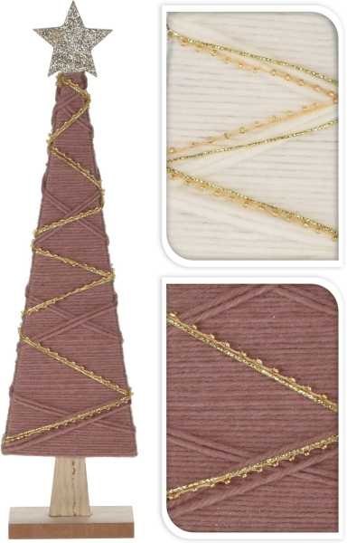 Choinka drewniana z brokatową gwiazdą 30 cm biała